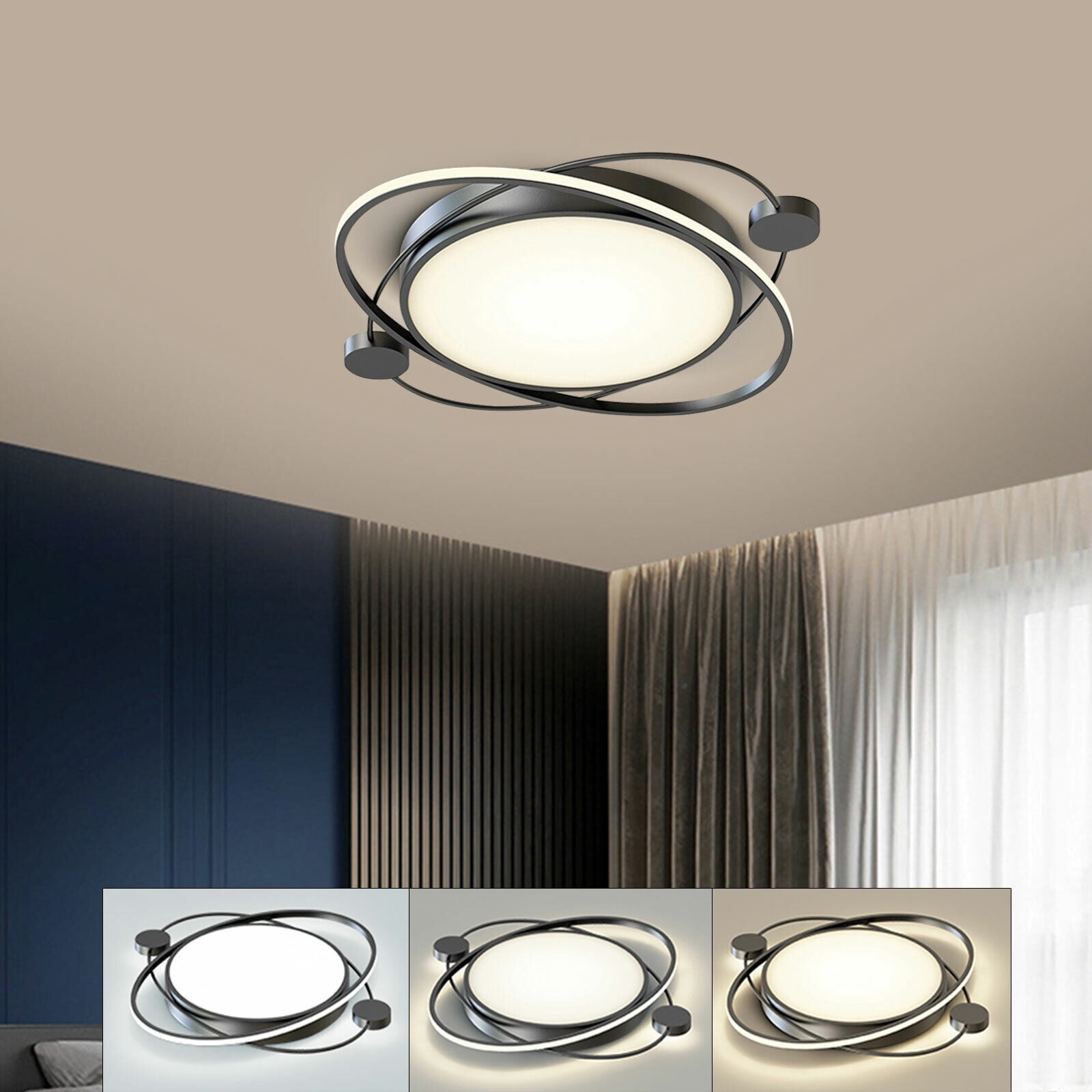 Remote Control Modern LED Ceiling Light Fixture Flush Mount Dimmable Pendant Lamp 28W