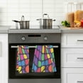 thumbnail image 4 of Yayeee 2 Pack Hand Towels for Bathroom 100% Cotton 16" x 28" Soft Absorbent Kitchen Towel, Colorful Psychedelic, 4 of 7