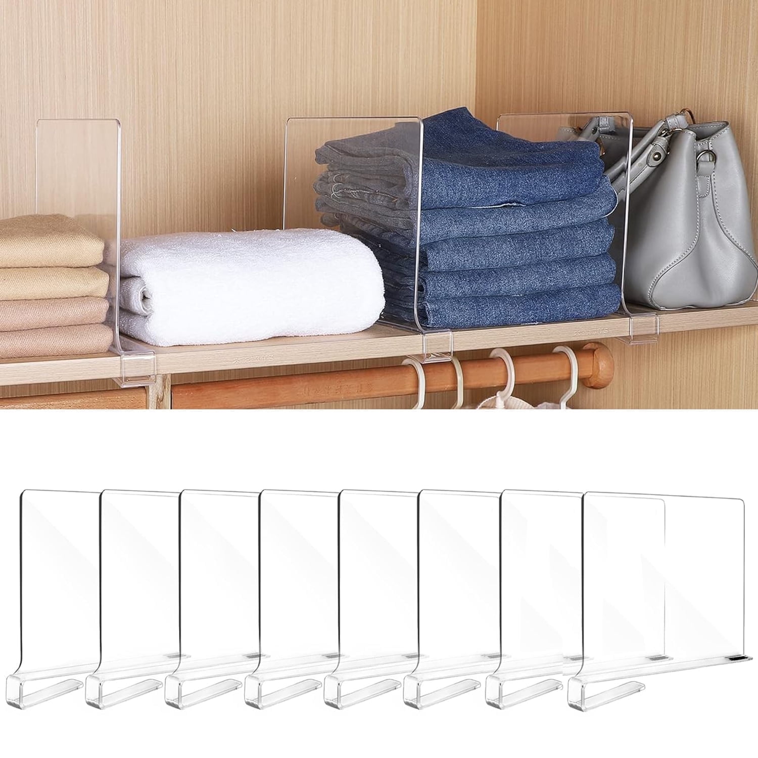 Purse Organizer Rebrilliant Purse Handbag Organizer Clear Plastic Bag Organizer For Closet 13 X 6 X 5 Inches 4 Sections Shelf Divider Closet Organizers And Storage File Sorter Stand Holder Bookshelf(4 Pcs Purse Organizer Rebrilliant Purse Handbag Organizer Clear Plastic Bag Organizer For Closet 13 X 6 X 5 Inches 4 Sections Shelf Divider Closet Organizers And Storage File Sorter Stand Holder Bookshelf(4 Pcs