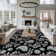 thumbnail image 3 of Black Paisley Area Rugs 5'x8', Washable Small Throw Rugs for Classroom Bedroom, Ethnic Vintage Floral Botanical Abstract Indoor Outdoor Rug Non-Slip Low Pile Carpet Runner Reversible Floor Mats, 3 of 8