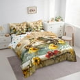 thumbnail image 3 of jejeloiu Cartoon Duck 7pcs Bedding Comforter Set,Rustic Frog Queen Bedding Sets,Country Flower Floral Queen Sheet Sets For Boys Kids,Microfiber Bedroom Decor Reversible, 3 of 8
