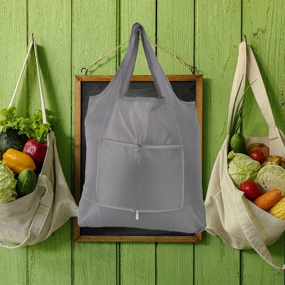 HEANUJJ Set of 2 Lightweight Grey Shopping Tote Bags with Fabric for Everyday Use