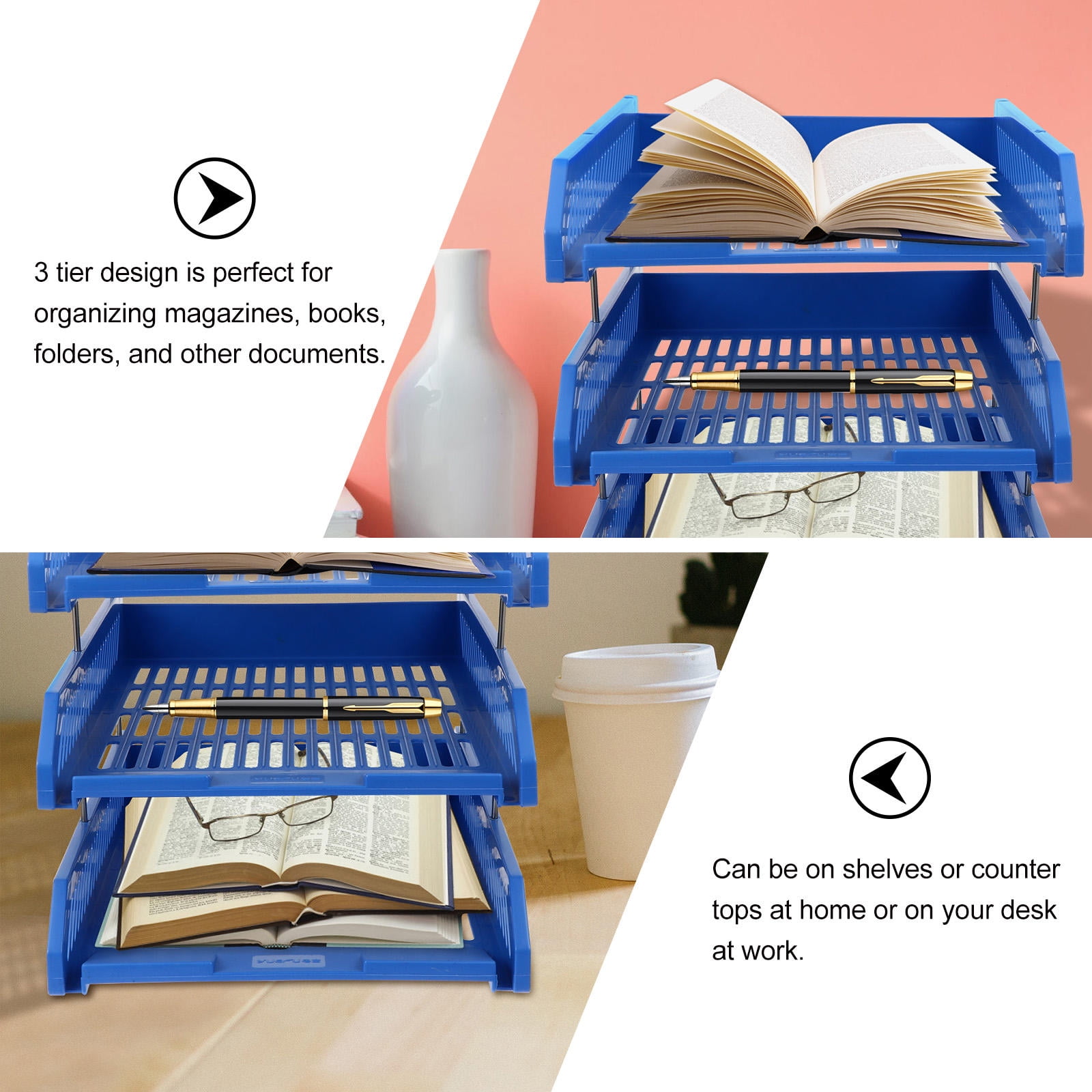 Masteelf  File Folder Document Storage Desk Organizers and Accessories Office Blue
