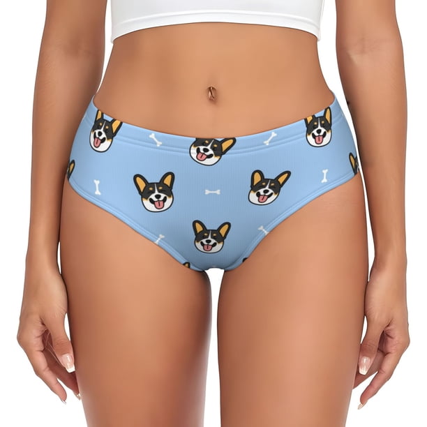 Fotbe Corgi Dog Calzones Estampados para Mujer – Ropa Interior de Algodón, Cómoda, Suave y Elástica-3X-Large