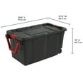 thumbnail image 2 of Sterilite 151 Liter Wheeled Industrial Tote, Extra Large Rugged Plastic Storage Bin with Latch Lid and Pull Handle, Black, 2 Pk, 2 of 11