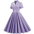 thumbnail image 2 of IBTOM CASTLE Women's Vintage Dress Plaid Floral Cocktail Party Swing Dresses 1950s Retro Gown Wedding Formal A-line Midi Dresses L Purple Plaid, 2 of 8