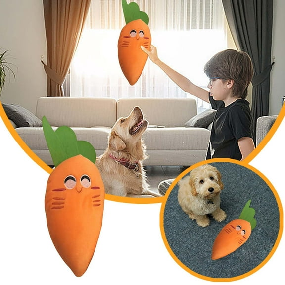 Durable Carrot Chew Toy for Dogs and Cats Interactive 2-in-1 Design Soft Pillow and Biting Pet Toy