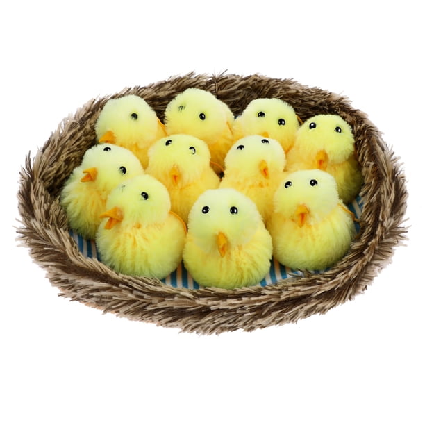 EeaseMX 1 juego de juguetes de peluche de pollo de Pascua, nido de pollo, pollitos rellenos, pequeños juguetes de peluche de pollo, decoraciones para el hogar