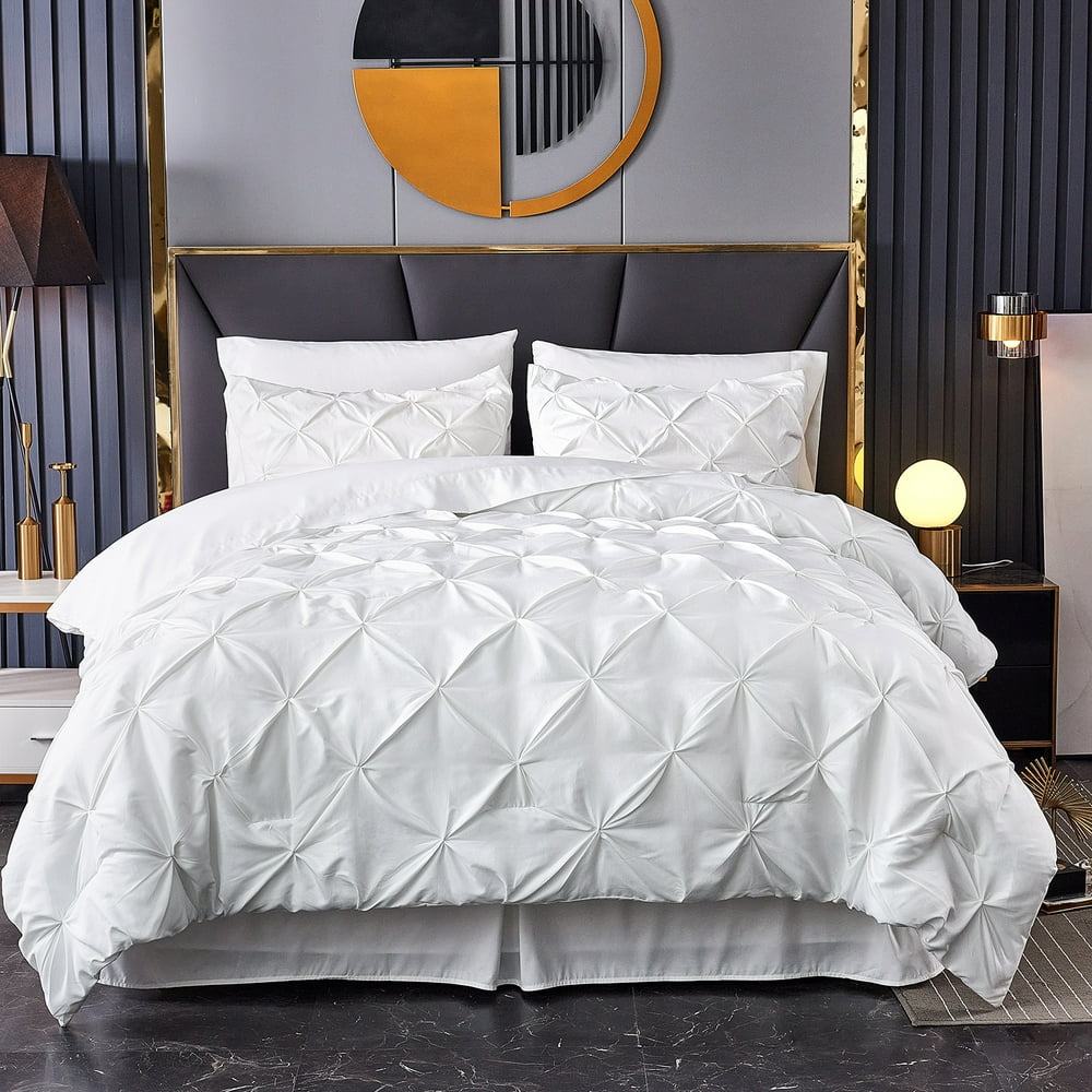 8 Piece White Comforter Set Bed in A Bag - 1 Queen Comforter (90x90