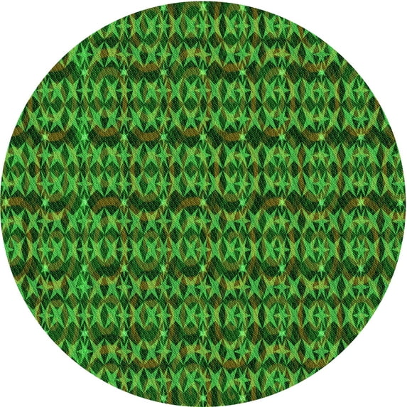 Ahgly Company Indoor Round Patterned Deep Emerald Green Area Rugs, 4' Round