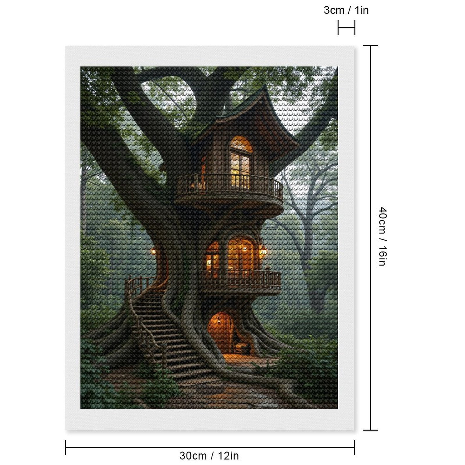 Diamond Art Kits for Adults, Whimsical Treehouse Forest Sanctuary 5D Diamond Painting Kits for Adults Beginners, DIY Full Drill Diamond Painting, Gem Art and Crafts 12x16