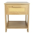 thumbnail image 2 of 2 Pcs Nightstand, Rattan Bedside Table Dresser with 2 Drawers and 2 Open Storage Shelf, Wood End Table Side Table, 2 of 8