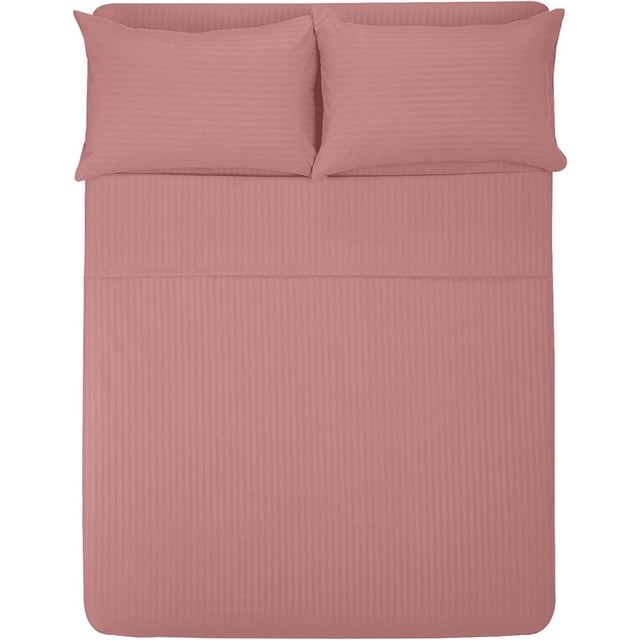 Sábana King Size 1800 Hilos Microfibra Grabada Ultra Suave MELOCOTTON HOGAR Mod. Palo de Rosa