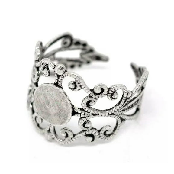 U8MO 2 Ring Blanks Blank Rings Silver Ring Blanks Adjustable Rings Filigree Rings