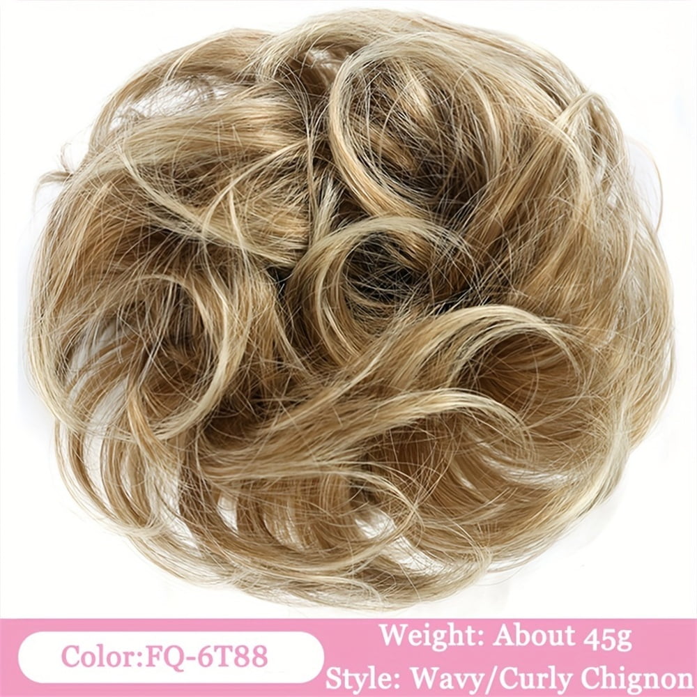 Messy Bun Hair Piece Wavy Curly Scrunchies with Elastic Band Fluffy Chignon Ponytail Hairpieces
