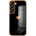 thumbnail image 4 of Compatible with Galaxy S22+Plus Case Camera Lens Protection Luxury Plated Love Heart Cute Side Small Pattern Slim Airbag Shockproof Cover Phone Cases for Samsung Galaxy S22 Plus 5G 6.7"-Black, 4 of 9