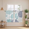 thumbnail image 3 of Turquoise Coastal Turtle Kitchen Curtains, Ocean Coral Nautical Light Filtering Window Curtain Panels, 2Pcs Rod Pocket Window Treatments Set for RV Dining Room Study Room 42x45 Inches, 3 of 9