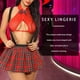 thumbnail image 3 of Ropa sexy de Navidad Traje de tentación uniforme de cosplay Ropa sexy de tela tejida de encaje, Rojo, S Speravity XX000039-02, 3 of 7