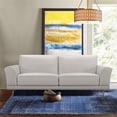 thumbnail image 2 of Natural Greige Modern Leather Sofa in Dove Gray/Brushed Silver, 2 of 5