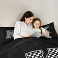 thumbnail image 4 of Feelyou Checkered Monogrammed K Bedding Comforter Set 7pcs, Cartoon Buffalo Geometric Queen Bedding Sets, Teens Boys Girls Kids Reversible Queen Sheet Sets, Breathable Home Decor, 4 of 7
