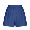 thumbnail image 5 of Olyvenn Women's Summer Cotton Linen Shorts Elastic High Waisted Wide Leg Short Pants Casual Cute Shorts with Pockets Blue S, 5 of 6