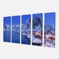 thumbnail image 2 of Fishermen Cabins in Winter - Modern Seashore Canvas Wall Art, 2 of 3