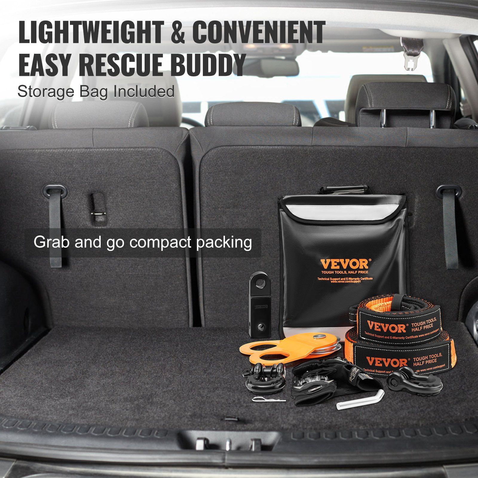 Off Road Recovery Kit 3 x 30 Heavy Duty Winch Kit 30000 lbs Tow Straps 44092 lbs D Ring Shackles Shackle Receiver Snatch Block Pulley Gloves Storage Bag for ATV Jeep Truck