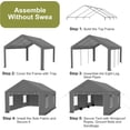 thumbnail image 4 of Lumiparty 13' x 20' Heavy Duty Outdoor Carport, Portable Car Tent Garage with 4 Roll-up Windows & 4 Doors, for Pickup Truck, Tractor,Boat,Motor, Gray, 4 of 7