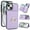 Purple, variant on Wallet Case with Card Holder for iPhone 15 Plus, 360° Rotation Ring Kickstand Magnetic Clasp and Durable Shockproof Cover
