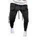 thumbnail image 2 of Pantalones largos casuales para hombre, con bolsillos cargo anchos, con cordones, de algodón, para chándal, largos, para hombre, 2 of 9