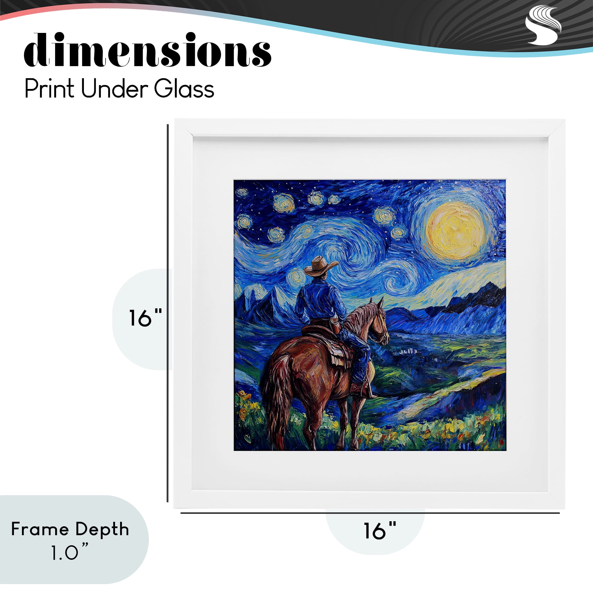 Stupell Industries Starry Night Cowboy White Framed Print Under Glass, design by Tina LeCour