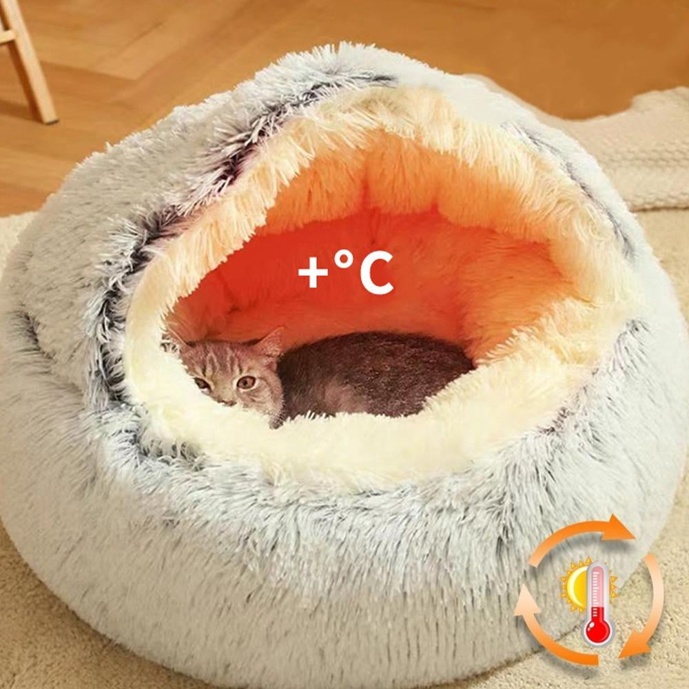 NOVELAR Warm Cat Bed, 15.6 Inch Portable Pet Nest, Stress-Relief Sleeping Spot for All Cat Sizes