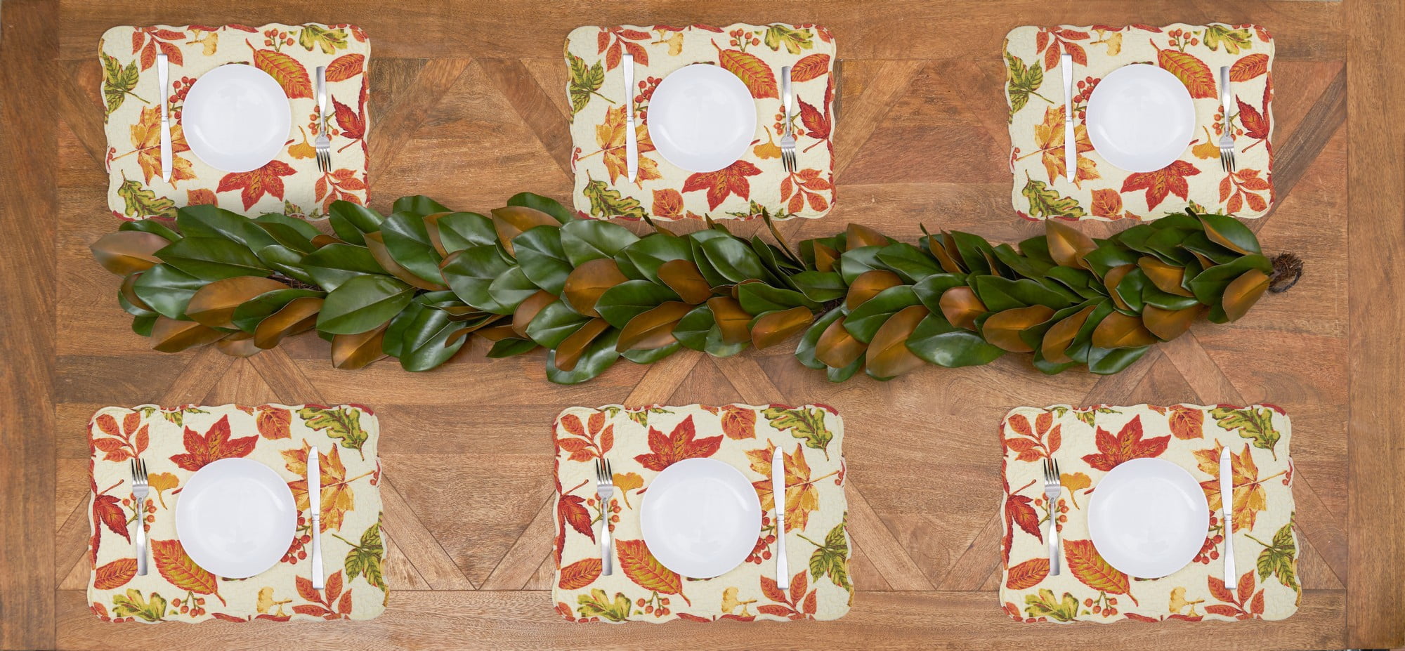 Rylie Cotton Quilted Reversible Vintage Design Rectangle Placemats Set 6