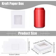 Rectangle Foldable Creative Cardboard Box Gift Box with Window White 10x8x2.05cm