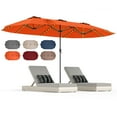 thumbnail image 1 of Gymax 15.5 FT Double-sided Patio Umbrella w/ Solar Lights Outdoor Twin Size Umbrella Orange, 1 of 10