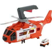 Matchbox Action Drivers Rescue Helicopter,16-In Large-Scale Helicopter with 1:64 Scale Die-Cast Toy Ambulance
