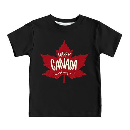 

Tops for Teens Summer Short Sleeve T Shirt Canada Maple Leaf Letter Print Loose Tops for Teens