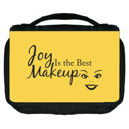 Small Travel Toiletry / Cosmetic Case with 3 Compartments and Detachable Hanger Joy is the Best Makeup - On