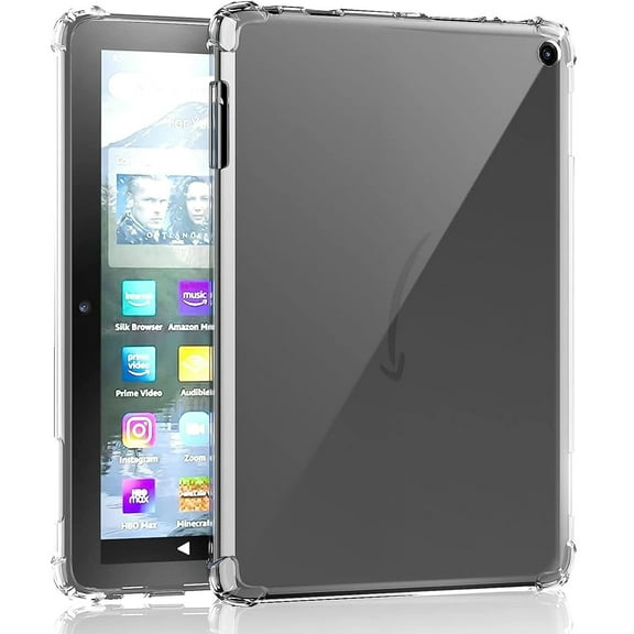 JTCASES Clear Case for Fire HD 8 2022 & HD 8 Plus Tablet (12th Generation, 2022 Release), [Corner Protection] Soft TPU Skin Transparent Back Cover Anti-Scratch Shockproof Slim Shell (Clear)