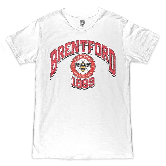Men's 1863FC White Brentford FC Retro Wordmark Slub T-Shirt