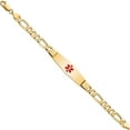 thumbnail image 2 of 14K Yellow Gold Medical Soft Diamond Shape Red Enamel Flat Figaro Link Id Bracelet (7 X 13.5) Made In United States xm580cc-7, 2 of 5
