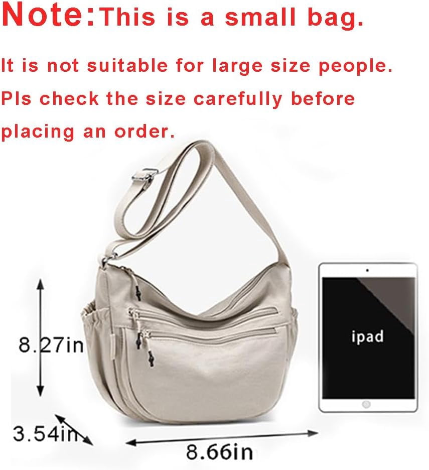 Trendy Small Crescent Bag Nylon Crossbody Bags for Women Lightweight Hobo Luna Bag Multi-Pocket Shoulder Crossbody Purses