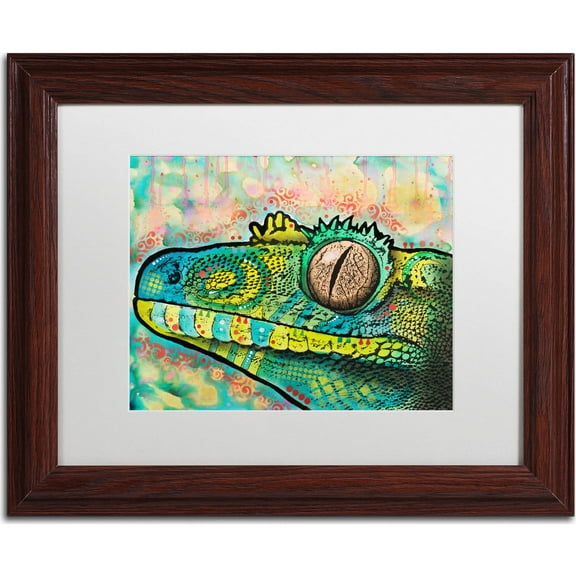 Trademark Fine Art "Gecko" Canvas Art by Dean Russo, White Matte, Wood Frame