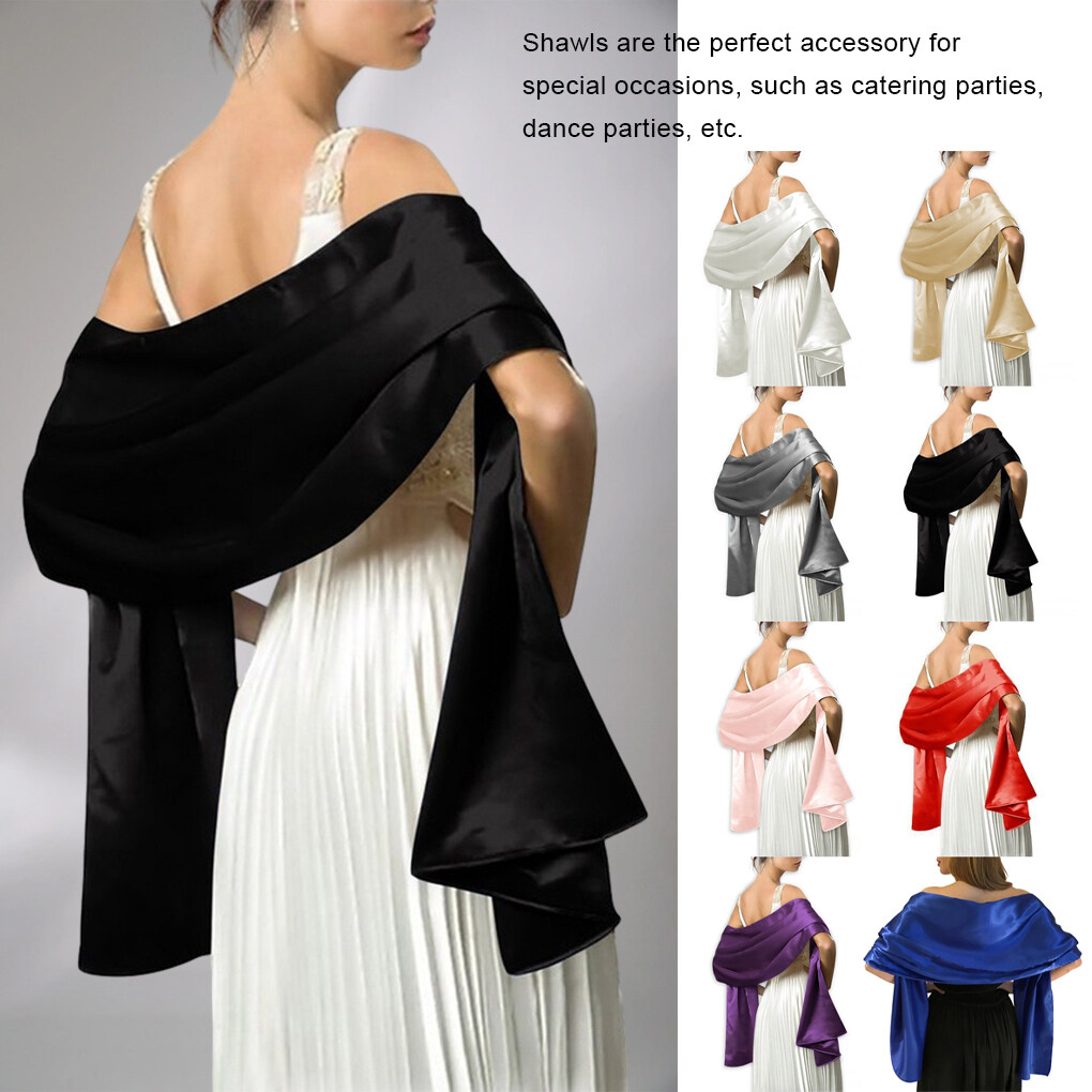 Worallymy Wedding Dance Ball Women Satin Shawl Girls Evening