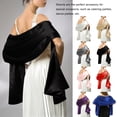 thumbnail image 4 of Wedding Dance Ball Women Satin Shawl Girls Evening Party Banquet Prom Stylish Decorative Scarf Solid Color Decor Black, 4 of 7