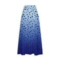 thumbnail image 5 of Women's Printed Elastic Waistband Pleated Pocket Skirt With Mid Calf Skirt Blue M, 5 of 5