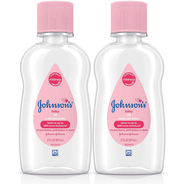 Johnson's Baby Oil, Pure Mineral Oil to Prevent Moisture Loss, Hypoallergenic,Original 3 fl. oz(2 Pack)