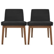 2xhome Set of 2 Brown Wood Leg Dining Room Chair with Black Cushion Back & Upholstered Seat