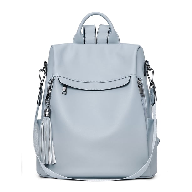 Bolsa Mochila Telena Azul Polvoriento de Cuero PU Antirrobo