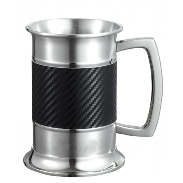 Visol VAC694 Matrix Carbon Fiber Leatherette Stainless Steel Tankard - 16 oz